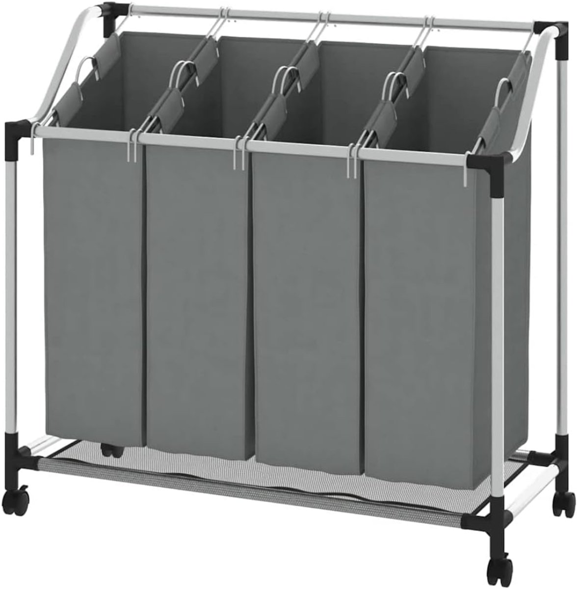 RWB® Wasmand 4 Vakken - Wasmand Vier Vakken - Wasmand - Grijs - 96 x 40 x 92 cm