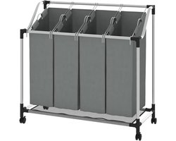 RWB® Wasmand 4 Vakken - Wasmand Vier Vakken - Wasmand - Grijs - 96 x 40 x 92 cm
