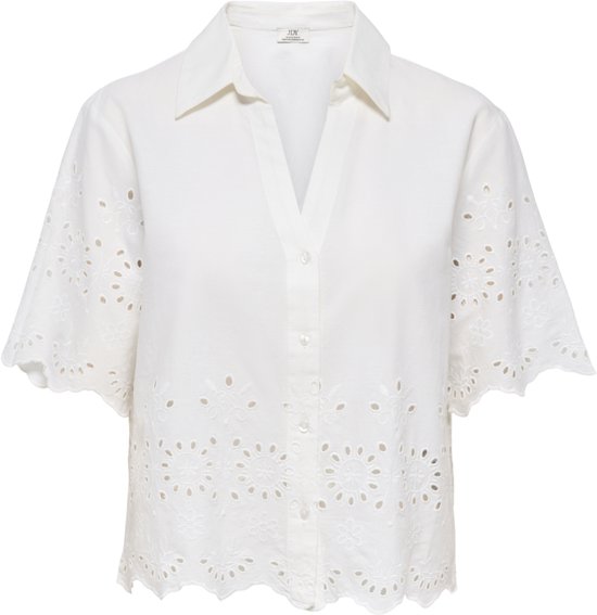 Jacqueline de Yong Blouse Jdymarina 2/4 Embroidery Shirt Wvn 15365966 Cloud Dancer/bright White Embroidery Dames Maat - XL