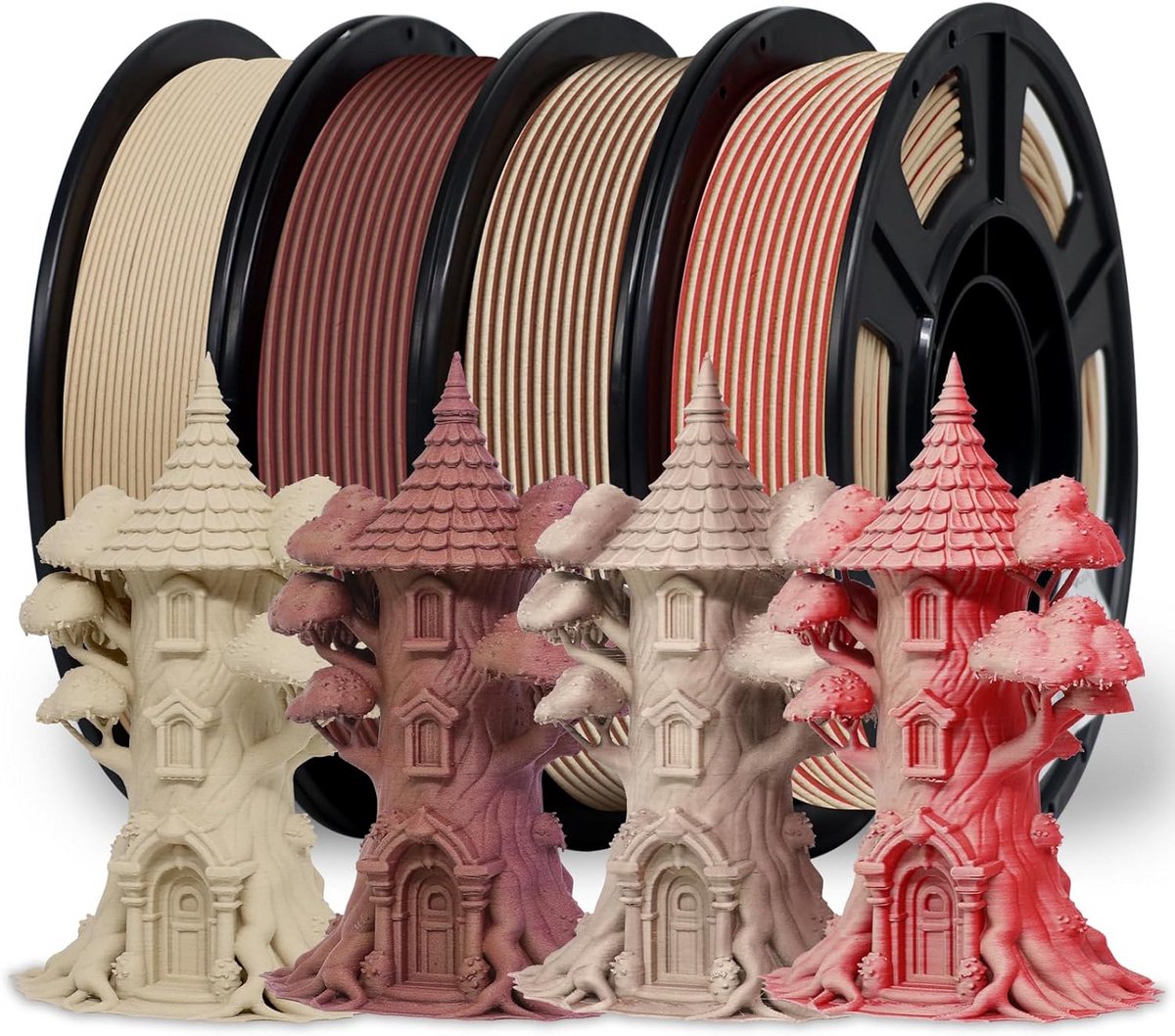PLA 3D Printer Filament Bundel Hout Dual Color, 1.75mm