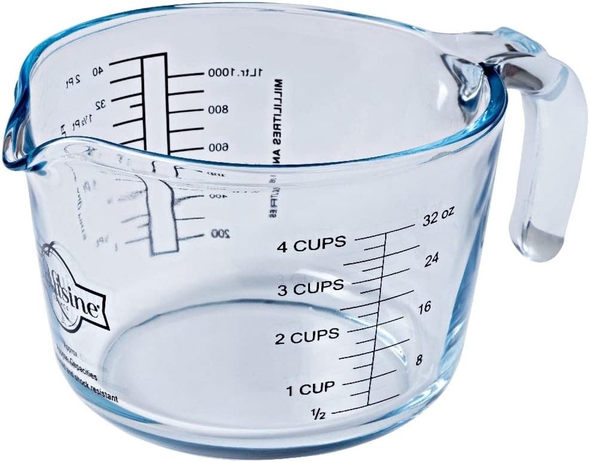 Glazen Maatbeker 1 Liter - Meetinstrument voor Keuken en Bakken