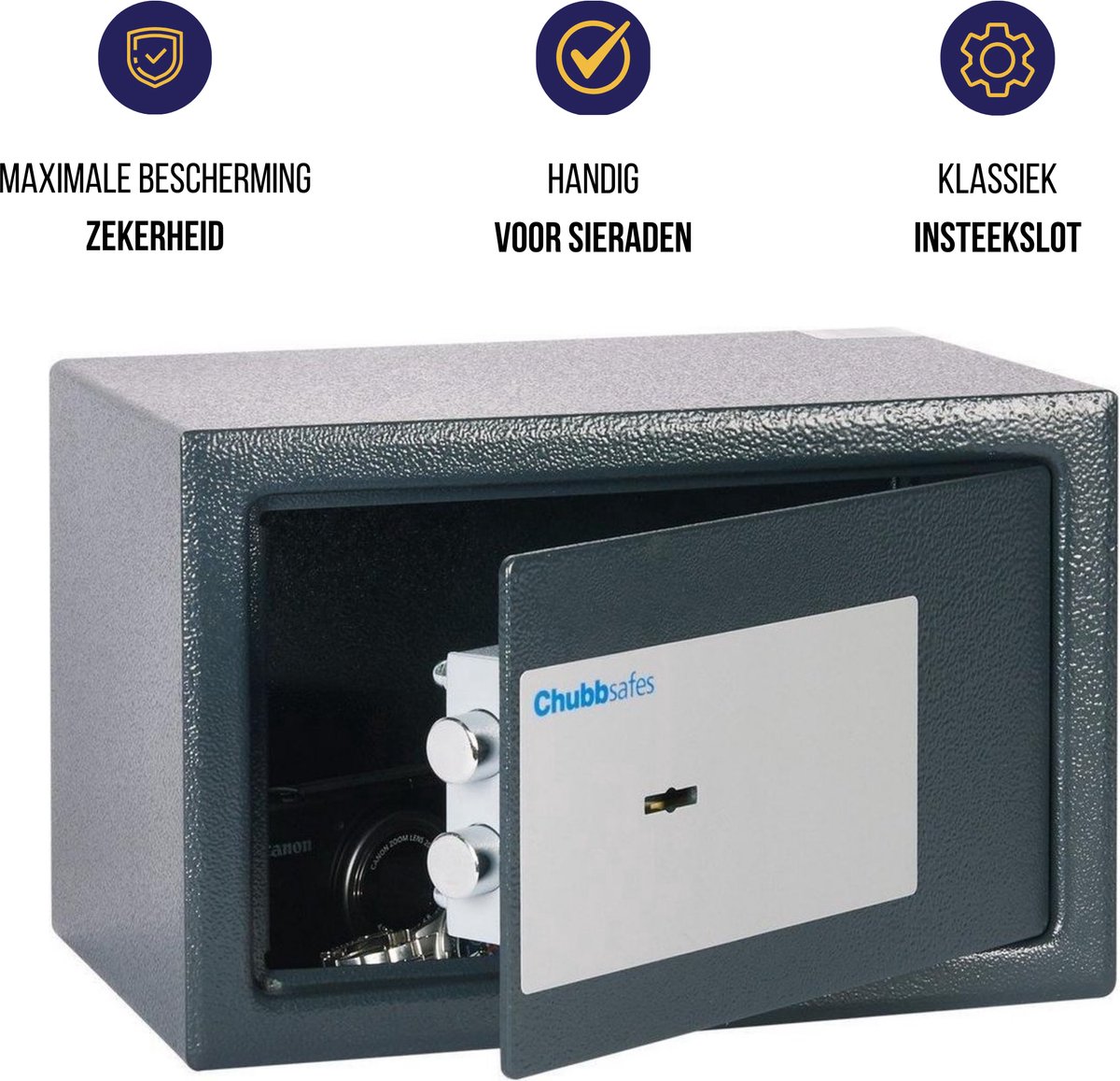 Lips Kluis - Kluis met Sleutel - Chubbsafes Air 10KL - Privekluis - 200 x 310 x 200 mm - Antraciet