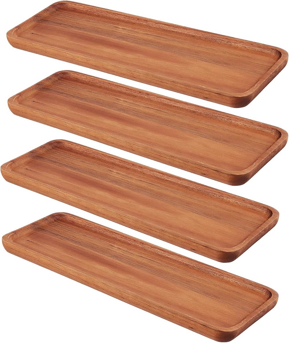 Set van 4 Houten Serveerplanken Rechthoekig voor Horeca en Thuis