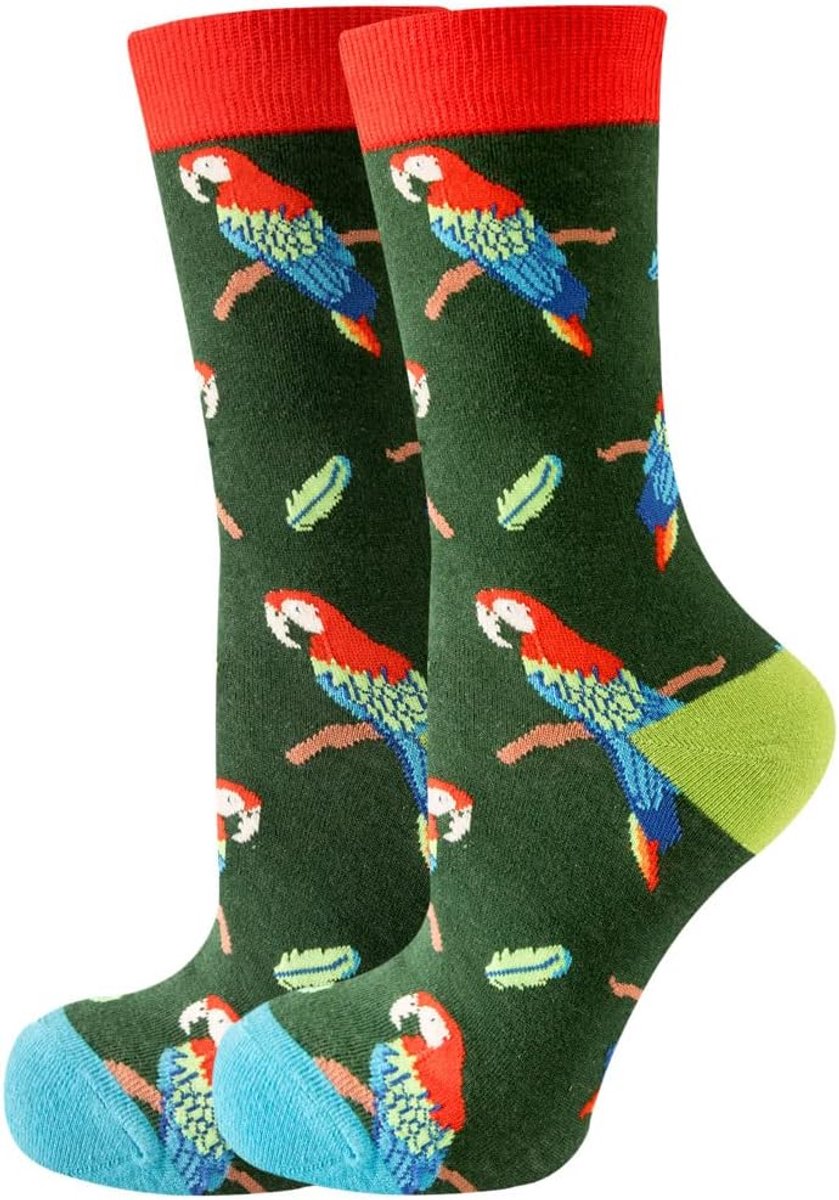Grappige Dieren Sokken met Print - Kip, Kat, Hond & Vos - Unisex Cadeau