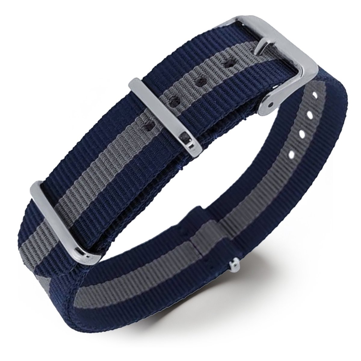 NATO Horlogeband G10 Military Nylon Strap - Regimental Marineblauw Grijs 22mm