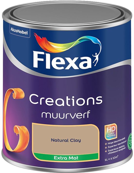 Flexa - Creations Muurverf Extra Mat - Natural Clay - Kleur van het jaar 2025 - Mengverf - 1 L