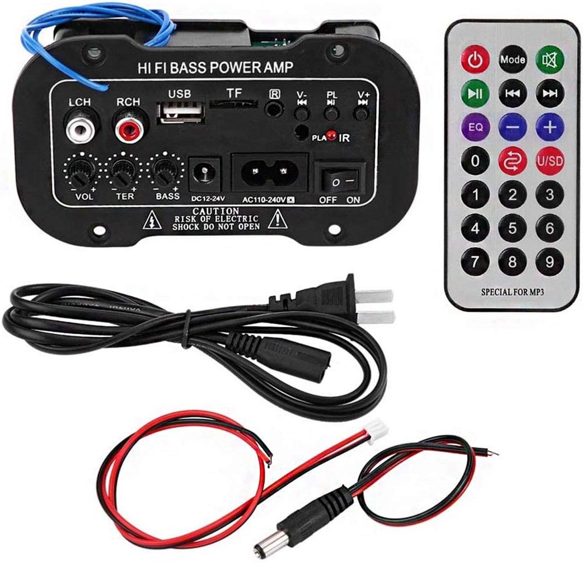 Krachtige Zwarte Bluetooth HiFi Stereo Audio Versterker met USB en Super Bass