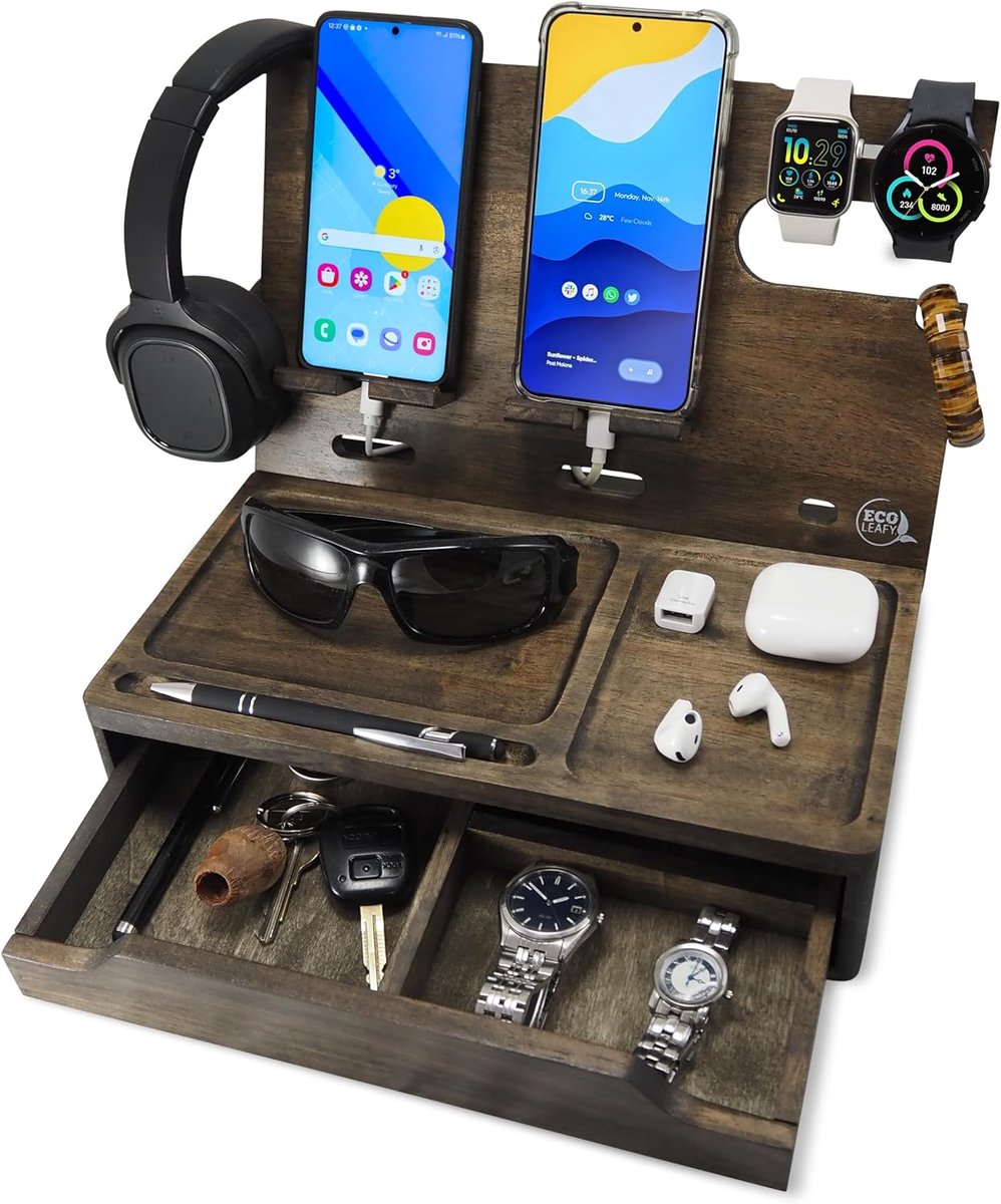 Nachtkastje Organizer voor Telefoons, Horloges en Accessoires met Verborgen Lade