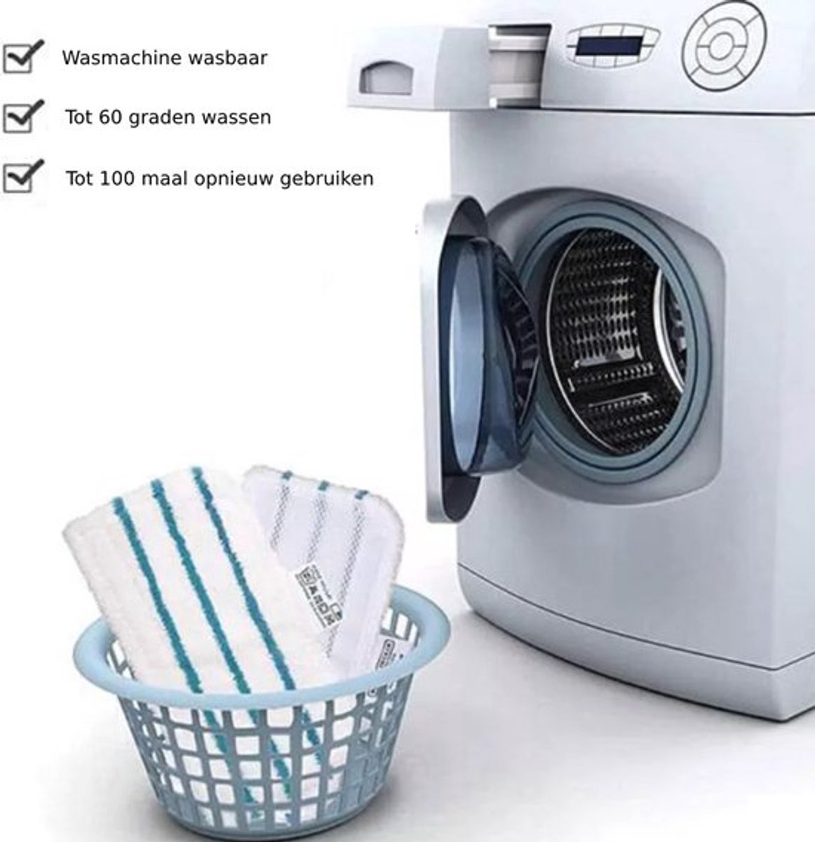 5x Stoomreiniger microvezel stoomdoek/doek geschikt voor Black+Decker - Dweil Pad wasbaar vloer reiniger mop stoom - Vervangt FSMP20-XJ – foto 2