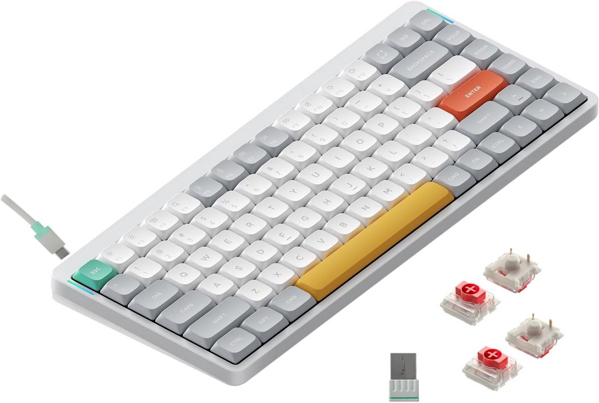 Draadloos Mechanisch Toetsenbord 75% Laag Profiel QMK/VIA Compatibel met Windows en Mac