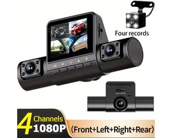 Deze nieuwe high-definition dashcam beschikt over vier lenzen, een 5,08 cm display, nachtzicht en gelijktijdige opname van voor, achter, links en rechts. Hij wordt ook geleverd met een geheugenkaart van 32 GB.