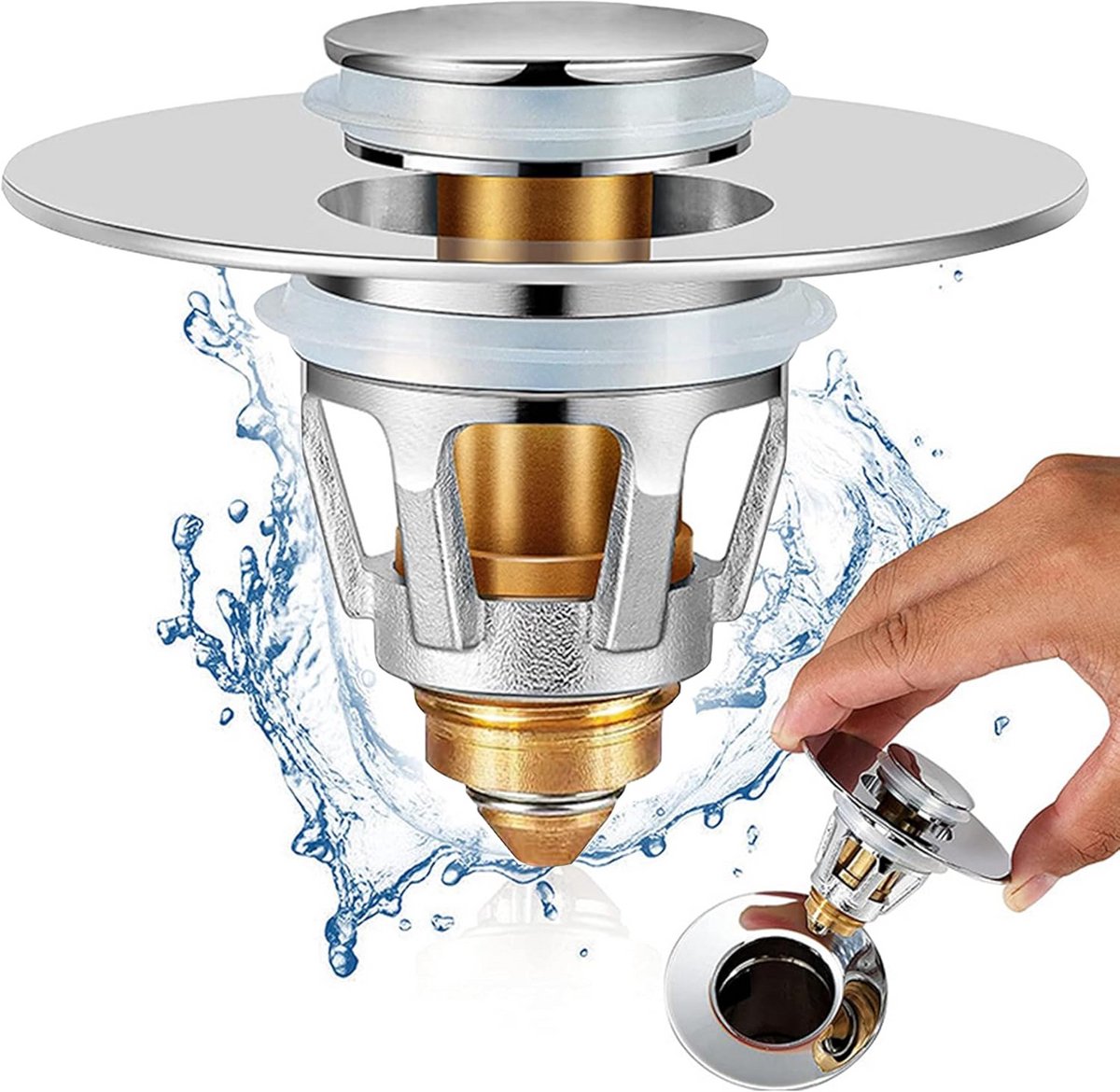 Universele Pop-Up Wastafel & Afvoerplug met Zeef voor Bad en Douche (28-33 mm)