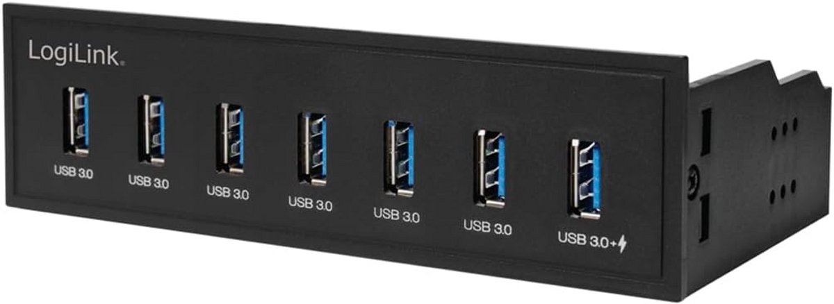 Interne USB 3.0 Hub met 7 Poorten en Snellaadfunctie voor 5,25 inch Bay