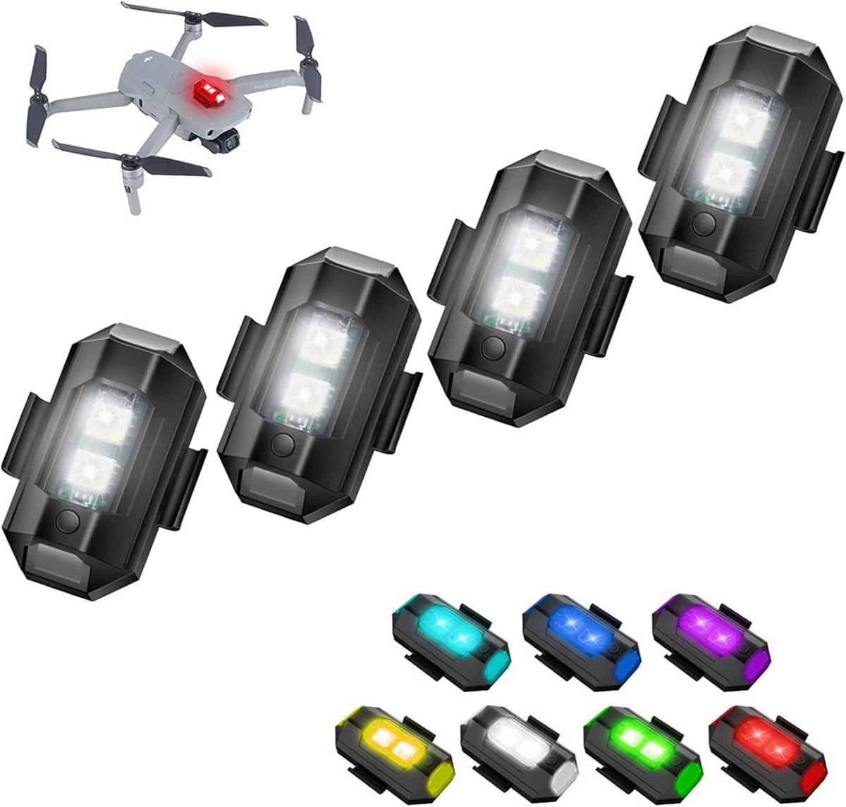 4 Stuks Drone Anti-botsing Strobe Verlichting - 7 Kleuren LED Navigatie Licht