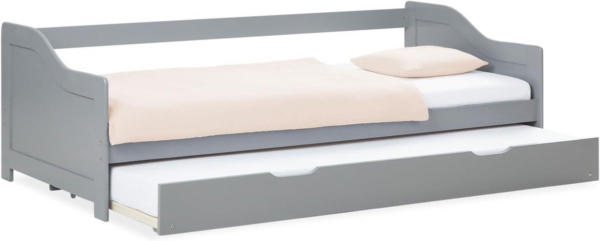 Uitschuifbaar Bed 90x200 cm met Lade Grijs