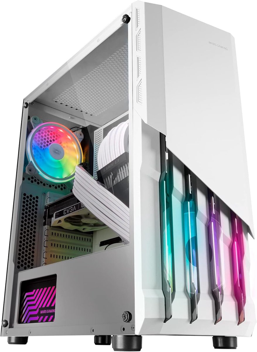 PC Gaming Behuizing ATX Wit met FRGB Fans en Volledig Zijraam