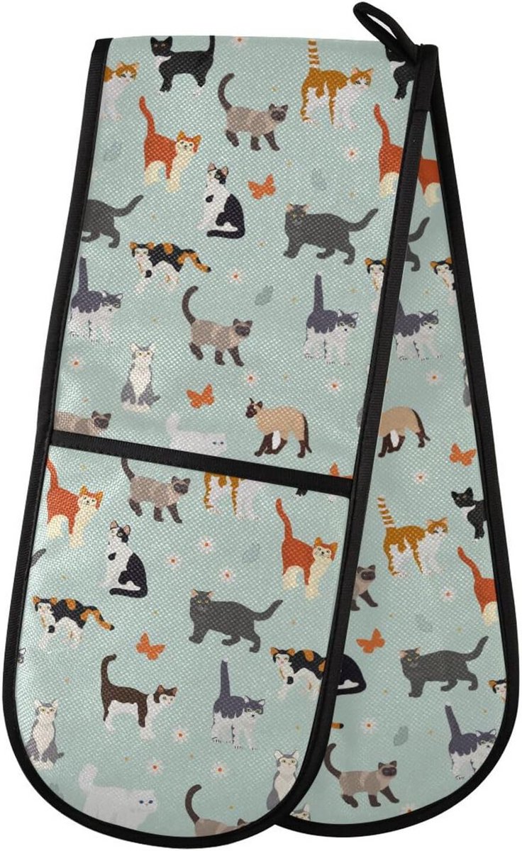 Extra Dikke Dubbele Ovenwant met Bloemenprint - Hittebestendig voor Koken en BBQ