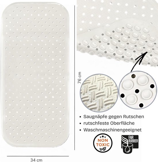 Antislip Badmat Rubber 76x34 cm - Veilig Douche- en Badkuipmat — afbeelding 4