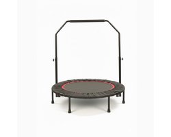 Livista Fitness Trampoline – Ø122 cm – Verstelbare Handgreep – Antislip Zuignappen – Krachtige Veren – Max. 200 kg – Voor Binnen & Buiten – Zwart/Rood