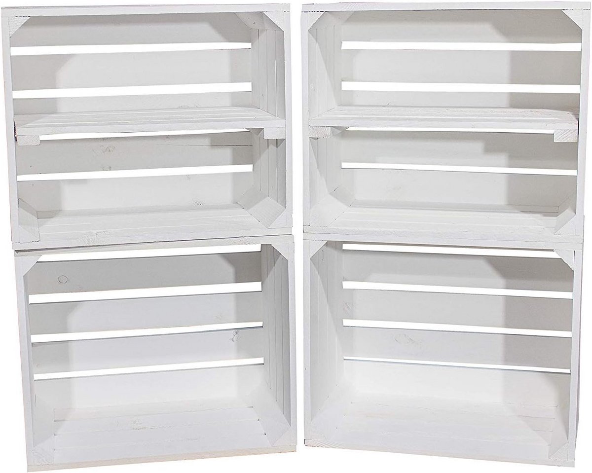 4x Houten Kist Wit - DIY Opslagrek en Meubelset met Tussenschot