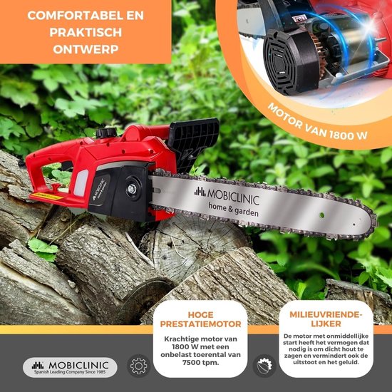 Krachtige Elektrische Kettingzaag met Snoer 1800W - 40 cm Zaaglengte — afbeelding 2