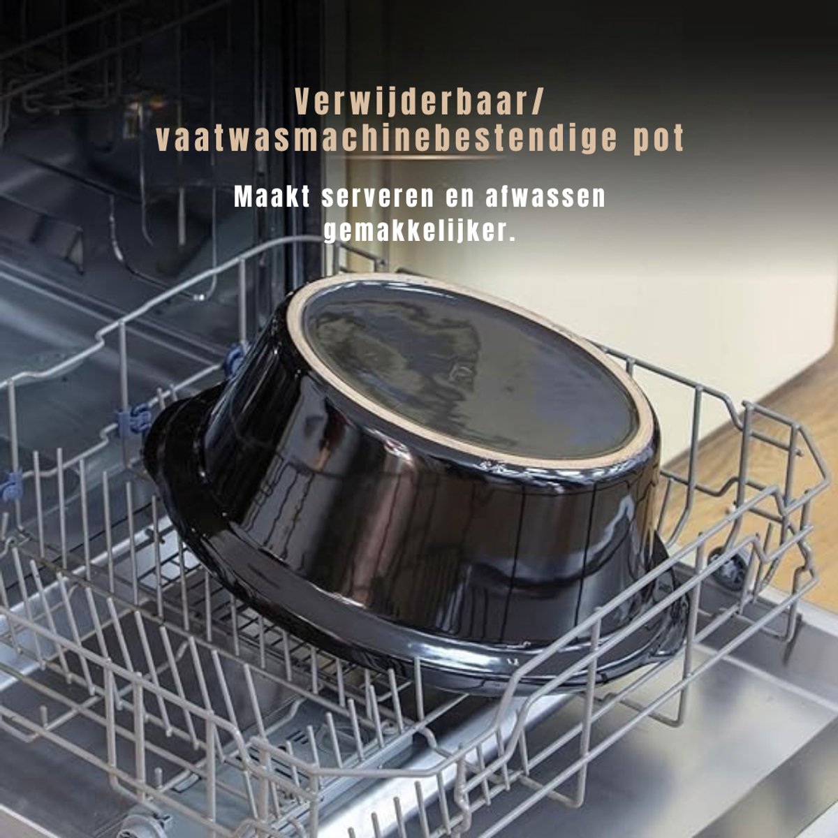 DYNA® Slowcooker met Timer - Crockpot - Stoompot - Inclusief Warmhoudfunctie - 6.5 Liter - Zwart -30cm x 42cm x 26cm – foto 4