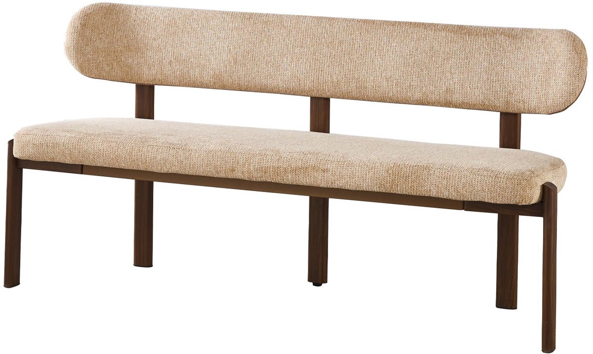 Eetkamerbank Japandi 160cm bruin Naomi walnoot Japanse stijl eetbank