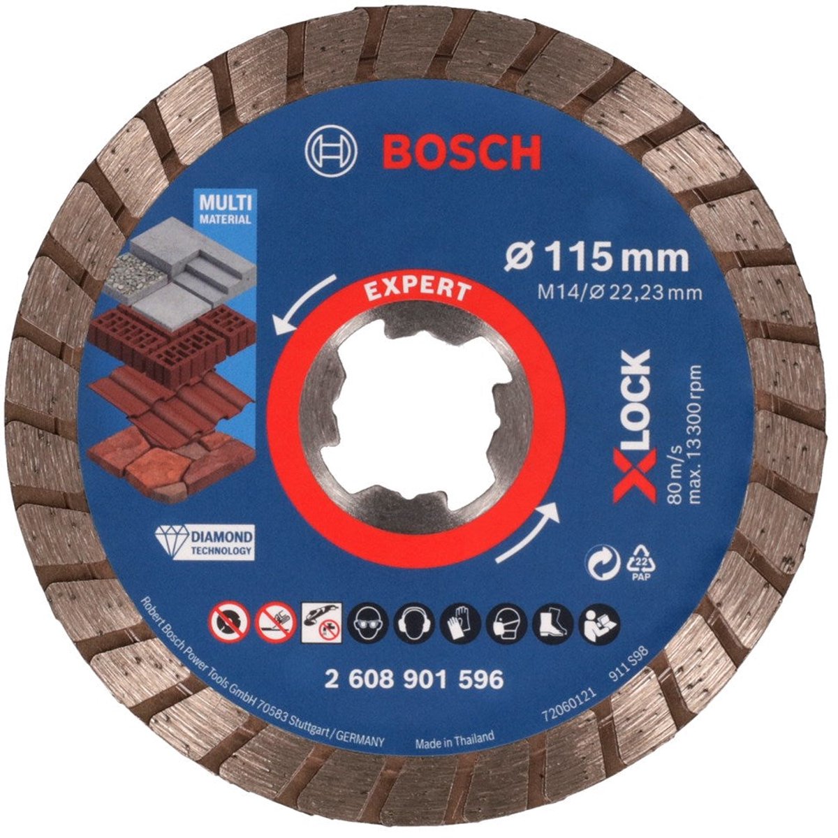Bosch EXPERT Multimaterial X-Lock Diamantdoorslijpschijf 115x22,23mm - 2608901596