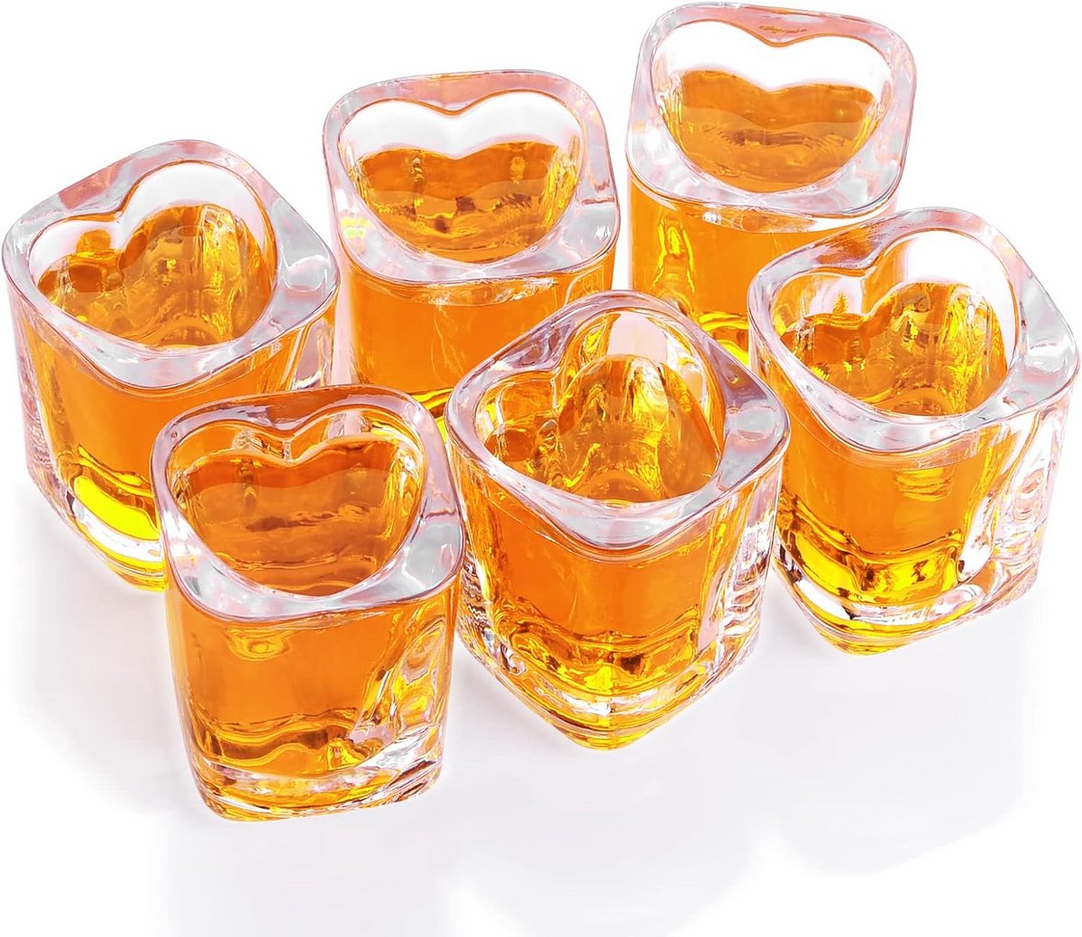 Set van 6 Hartvormige Shotglazen, Zware Bodem - Ideaal voor Shots, Tequila en Espresso