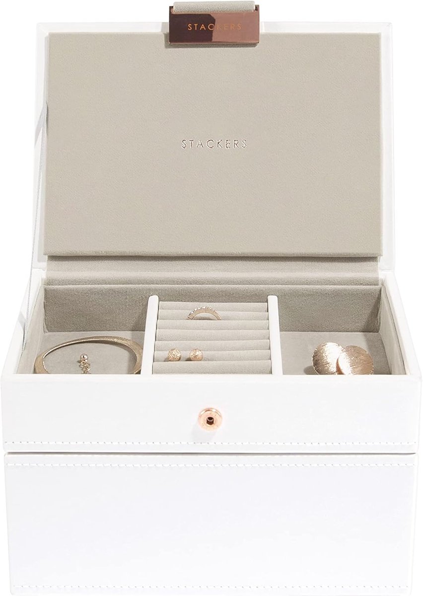 Mini Opbergset voor Sieraden en Accessoires, Wit en Roségoud