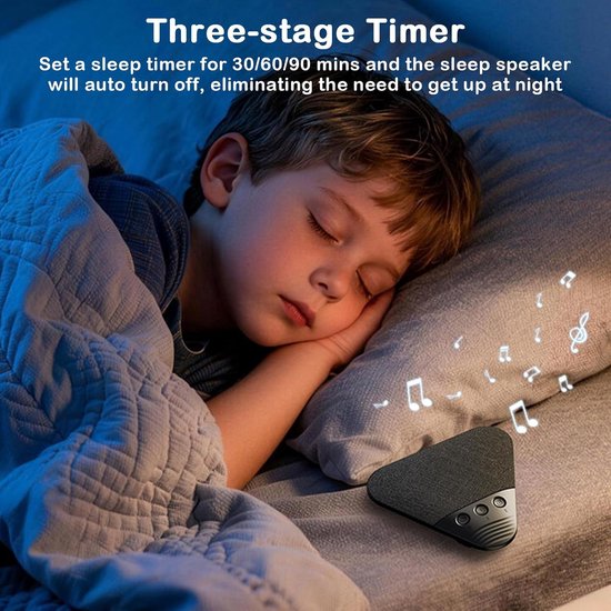 Luidspreker voor onder het kussen, Bluetooth-kussenluidspreker, mini draagbare slaaphulp met witte ruis, draadloos slaaphulpmiddel met timer voor witte ruis, geschikt voor kinderen en volwassenen (zwart). van Merkloos — afbeelding 2
