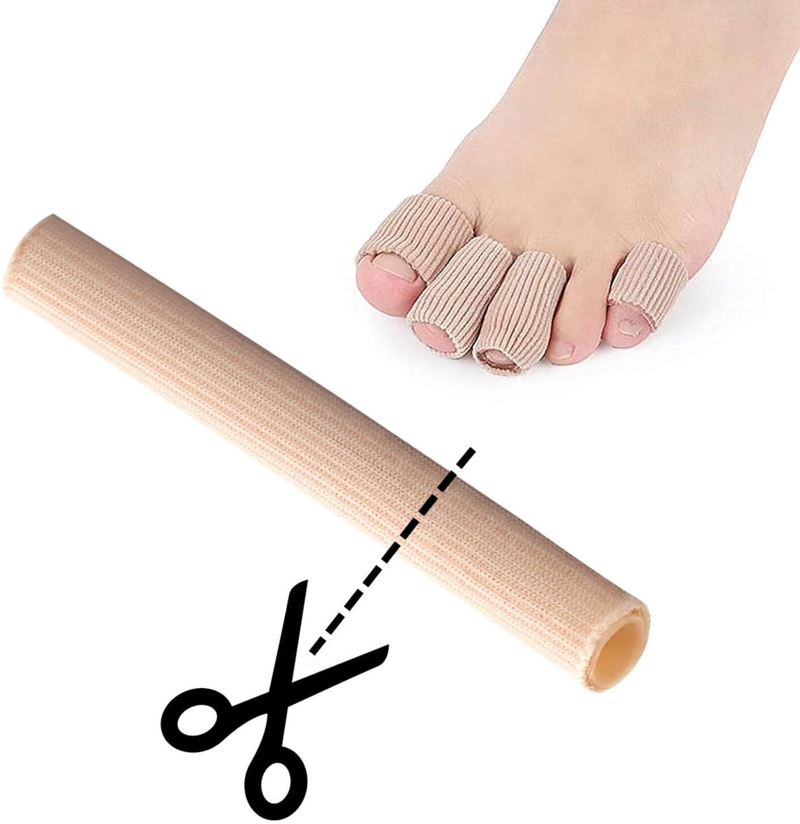 E-life – Gel Teenbeschermer – Teenspreider - Teencorrector - Likdoorn en eelt bescherming - L - Universeel - Beige