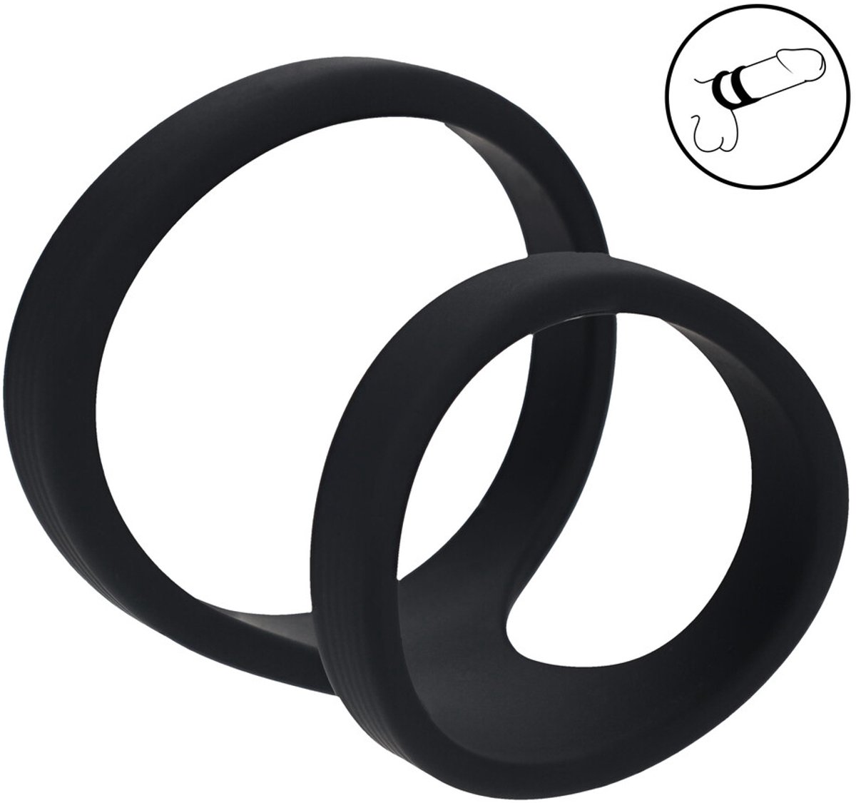 2 Loop Silicone Cockring - Black