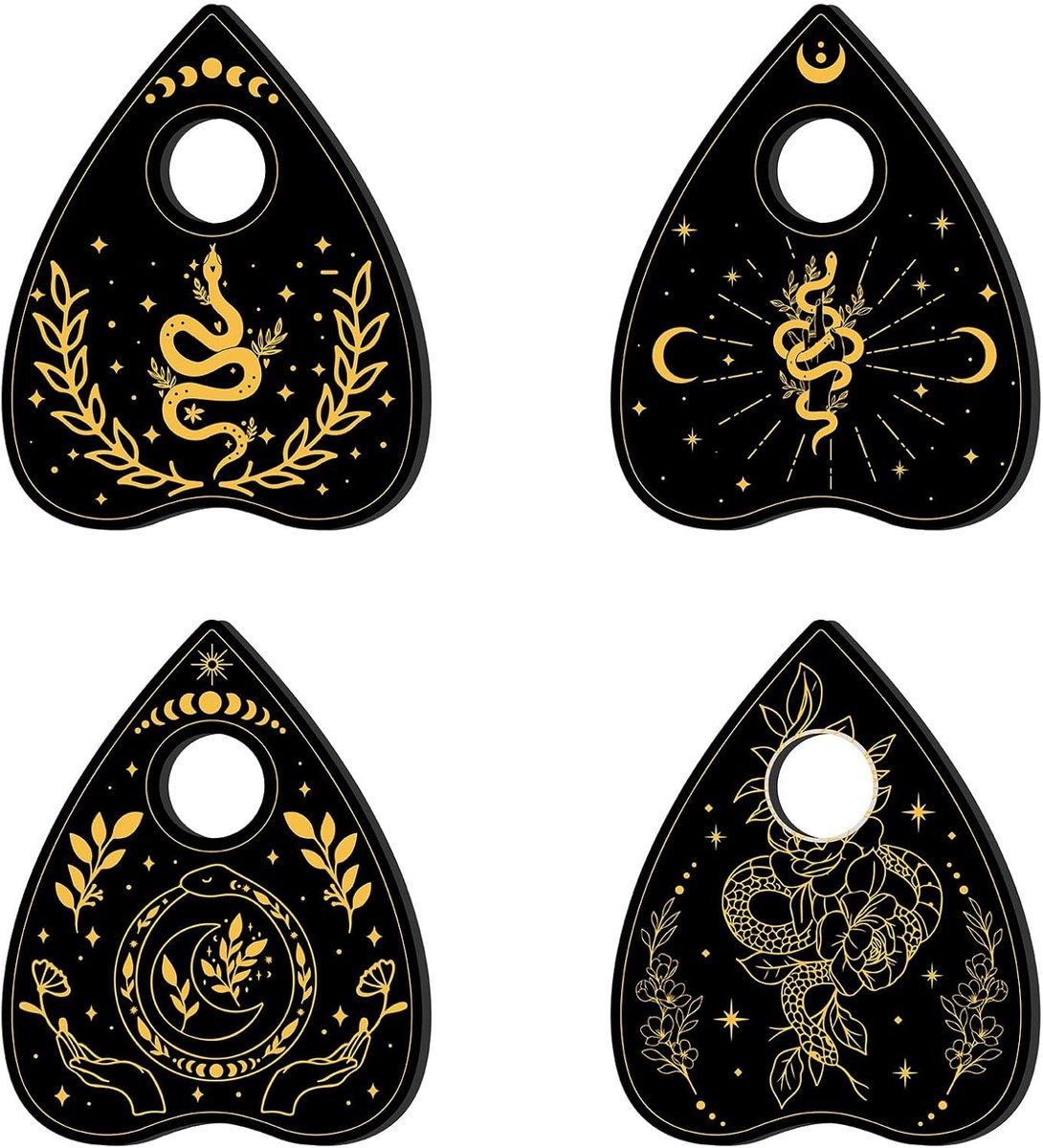 Set van 4 Houten Display Standaards voor Kristallen, Edelstenen en Bolle Spiegel
