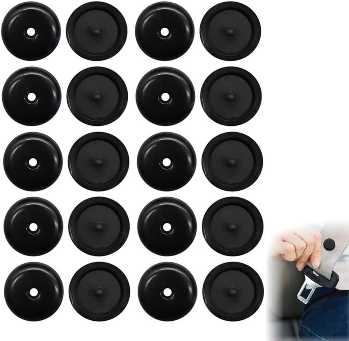 Set van 20 Zwarte Gordelstoppers Clips voor Universele Veiligheidsgordels in Auto en Vrachtwagen