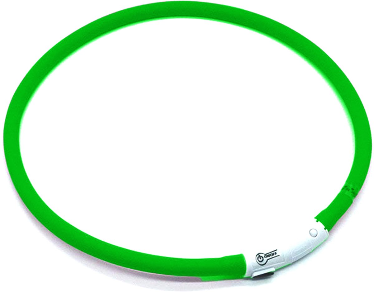 Oneay Oplaadbare LED-halsband voor honden via USB – Verstelbare veiligheidshalsband voor honden en katten – Met 3 lichtstanden en 12 lampjes – Groen