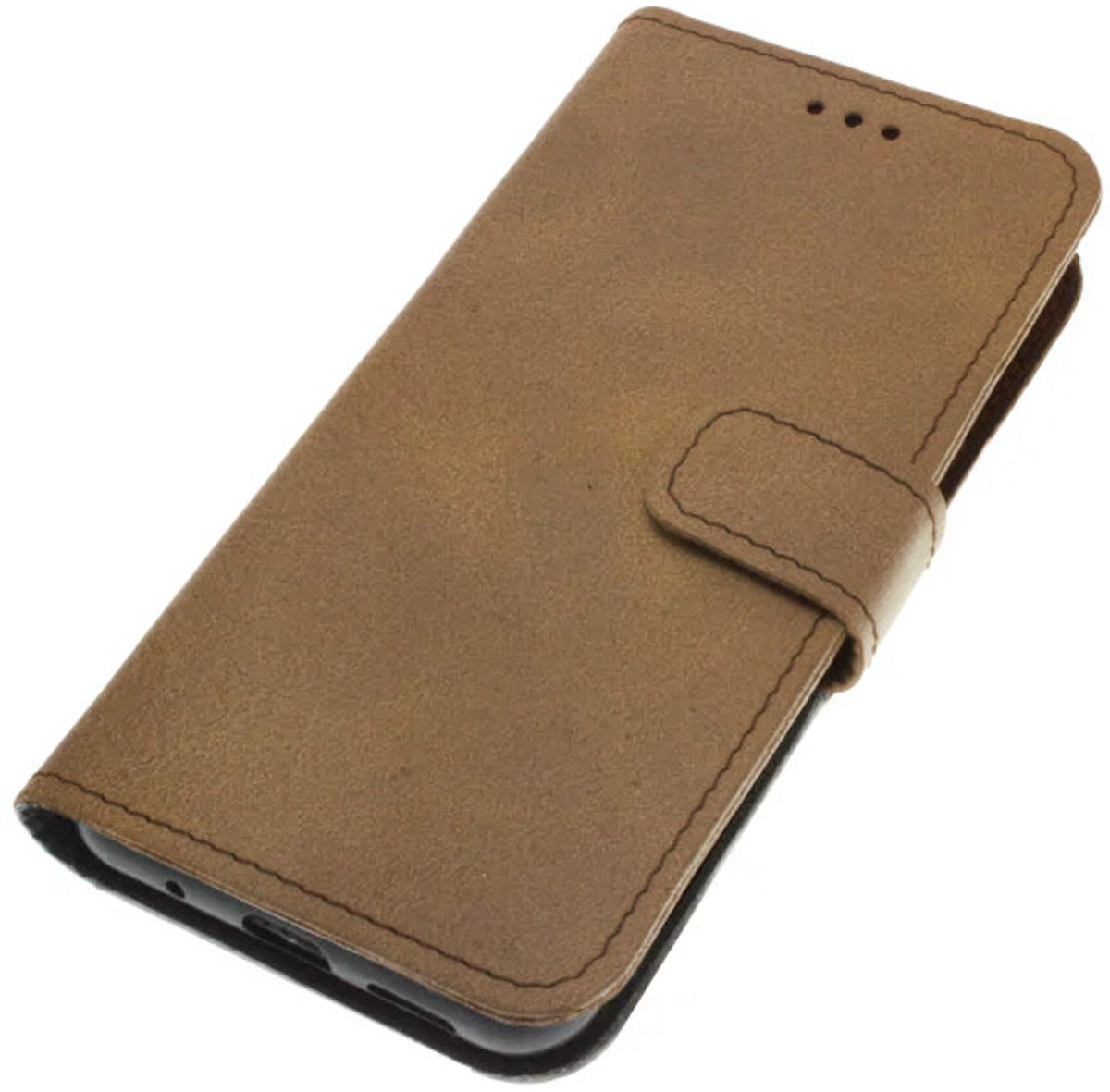 Echt leer hoesje geschikt voor Samsung Galaxy S24 Robuust volnerf kalfsleer warm bruin