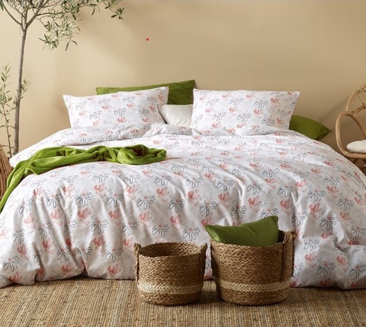 Moodit Dekbedovertrek Odil Dandelion Orange Blue - 200 x 200/220 + 2x 60 x 70 cm - Katoen