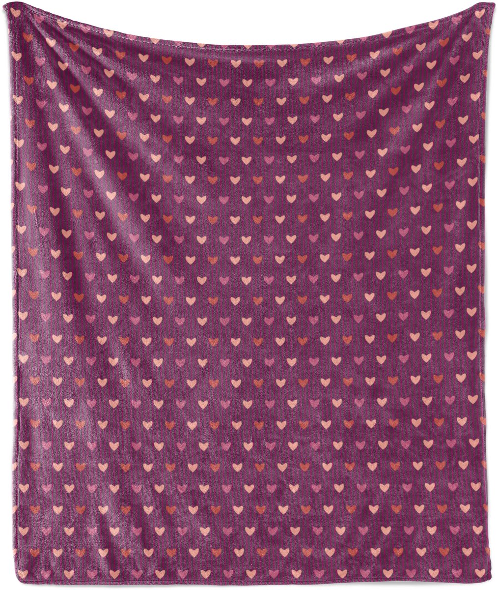ABAKUHAUS Love Zachte Flanellen Fleece Deken, Valentijnsdag Liefdeshartjes, Gezellige Pluche Plaid, 125 x 175 cm, Donkerpaars en Meerkleurig