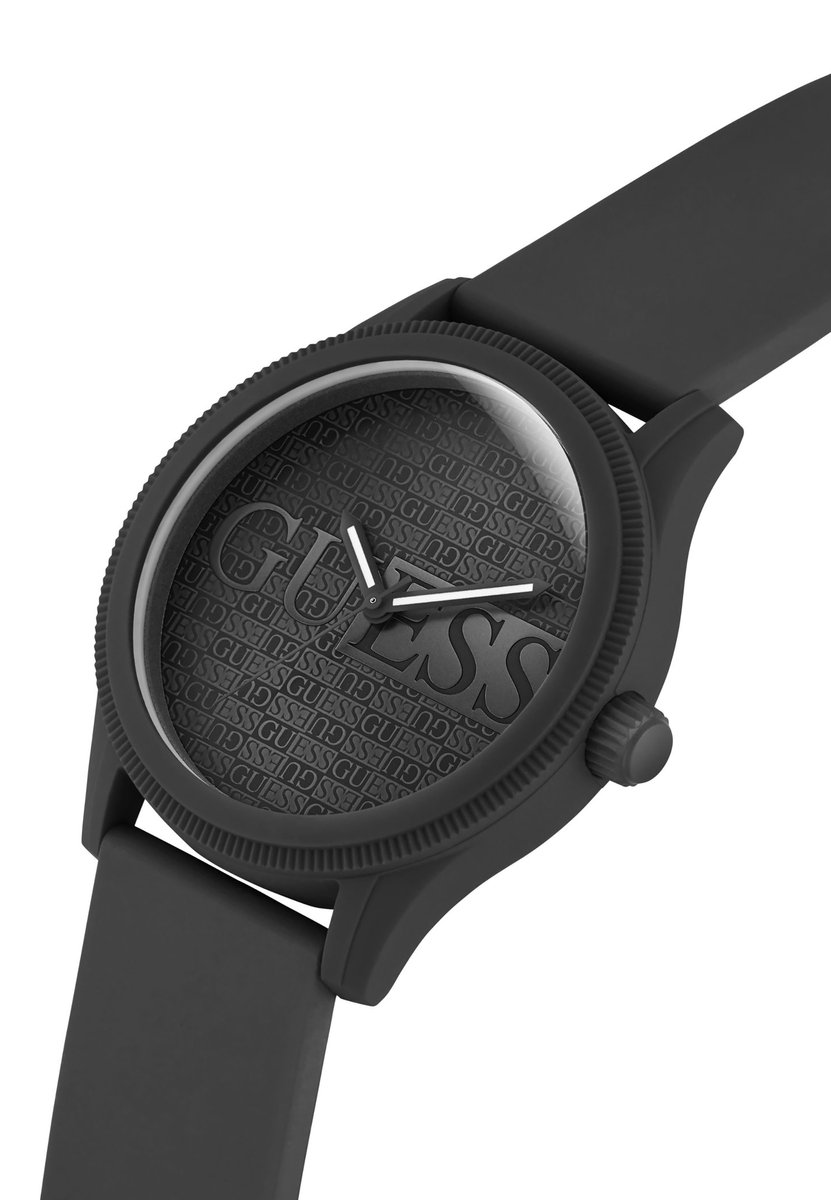 Guess Reputation Kwarts Analoog Horloge Zwart Case: 100% Silicone | Armband: 100% Silicone 45 GW0780G2, GW0780G3