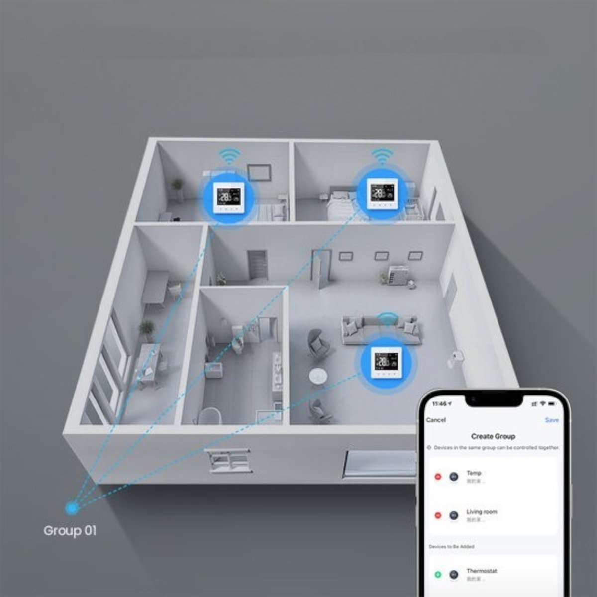 Smartlife Domotica Zigbee Wifi Thermostaat thumbnail 4
