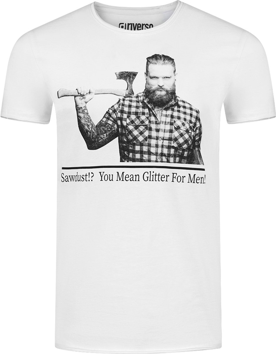 riverso Heren T-Shirt RIVHarald regular fit Wit L Ronde Hals Volwassenen - gemaakt van 100% katoen