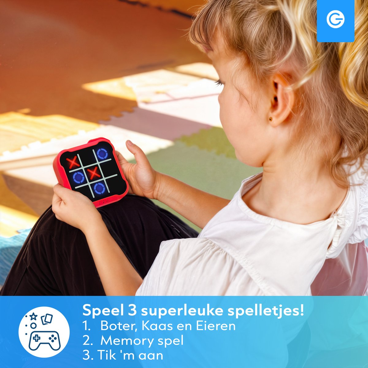 Silvergear Boter Kaas en Eieren Spel 3-in-1 - Whack A Mole - Tic Tac Toe - Memory Spelletjes - Reisspelletjes Kinderen - Educatief Speelgoed - Reisspellen - Cadeau voor Jongens en Meisjes - Vakantie Vliegtuig / Auto - Reizen - 6, 7, 8+ Jaar - Blauw — afbeelding 9