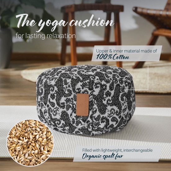 #DoYourYoga - Yoga kussen - »Vishnu« - rond meditatiekussen met bio-organische Spelt vulling - H:15cm, diam.30cm - Style (3) van #DoYourYoga — afbeelding 3