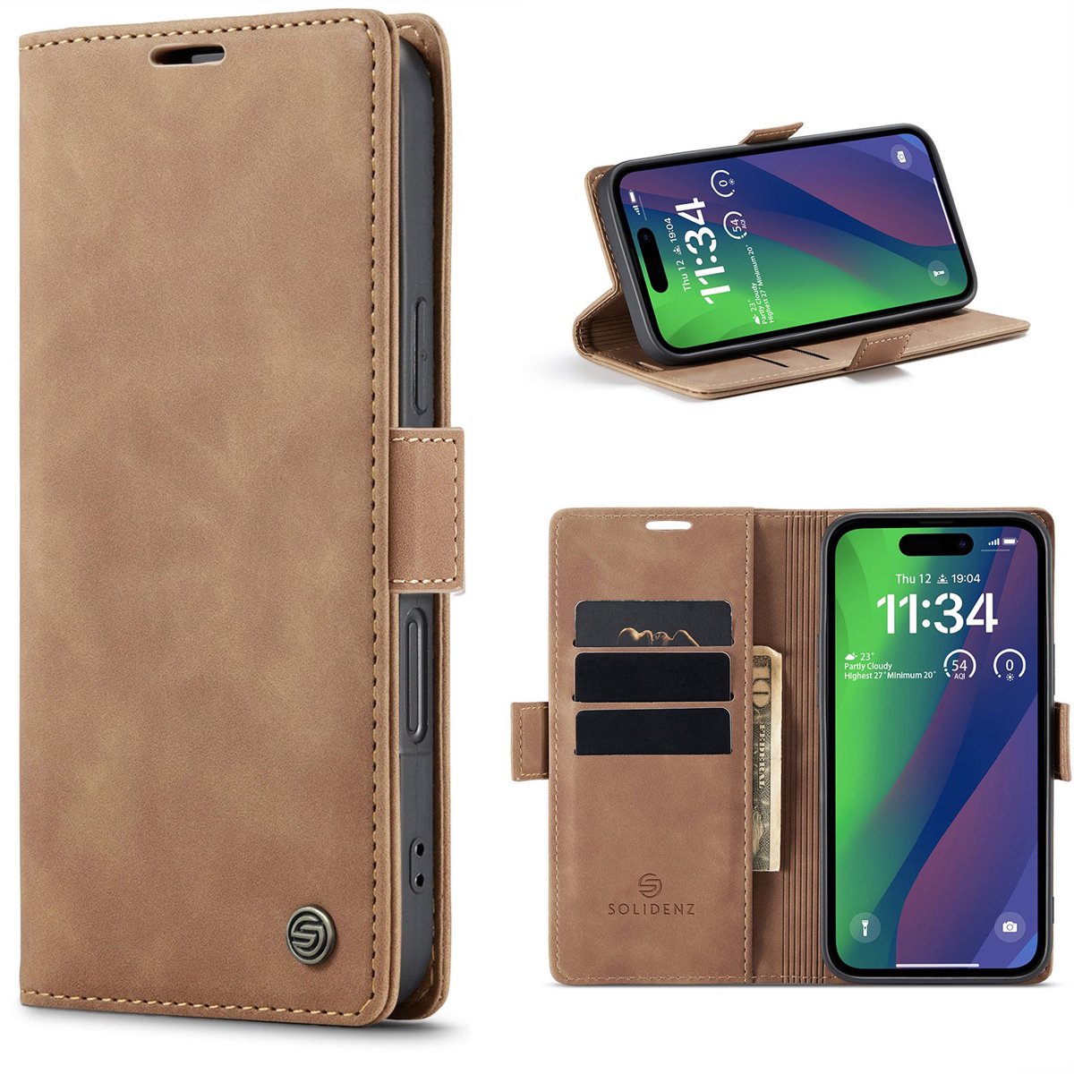 Multimedia & Accessoires Urban Book Case Hoesje geschikt voor Apple iPhone 17 Pro – Bruin -Telefoonhoesje – Met Stand – Kaarthouder – Pasjes Houder – Magneet Sluiting – Bookcase