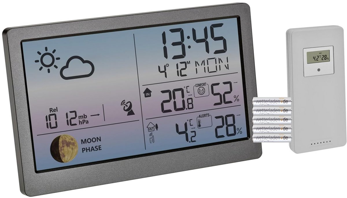 Draadloos Weerstation met Maanfase, Binnen- en Buitentemperatuur, Weersvoorspelling
