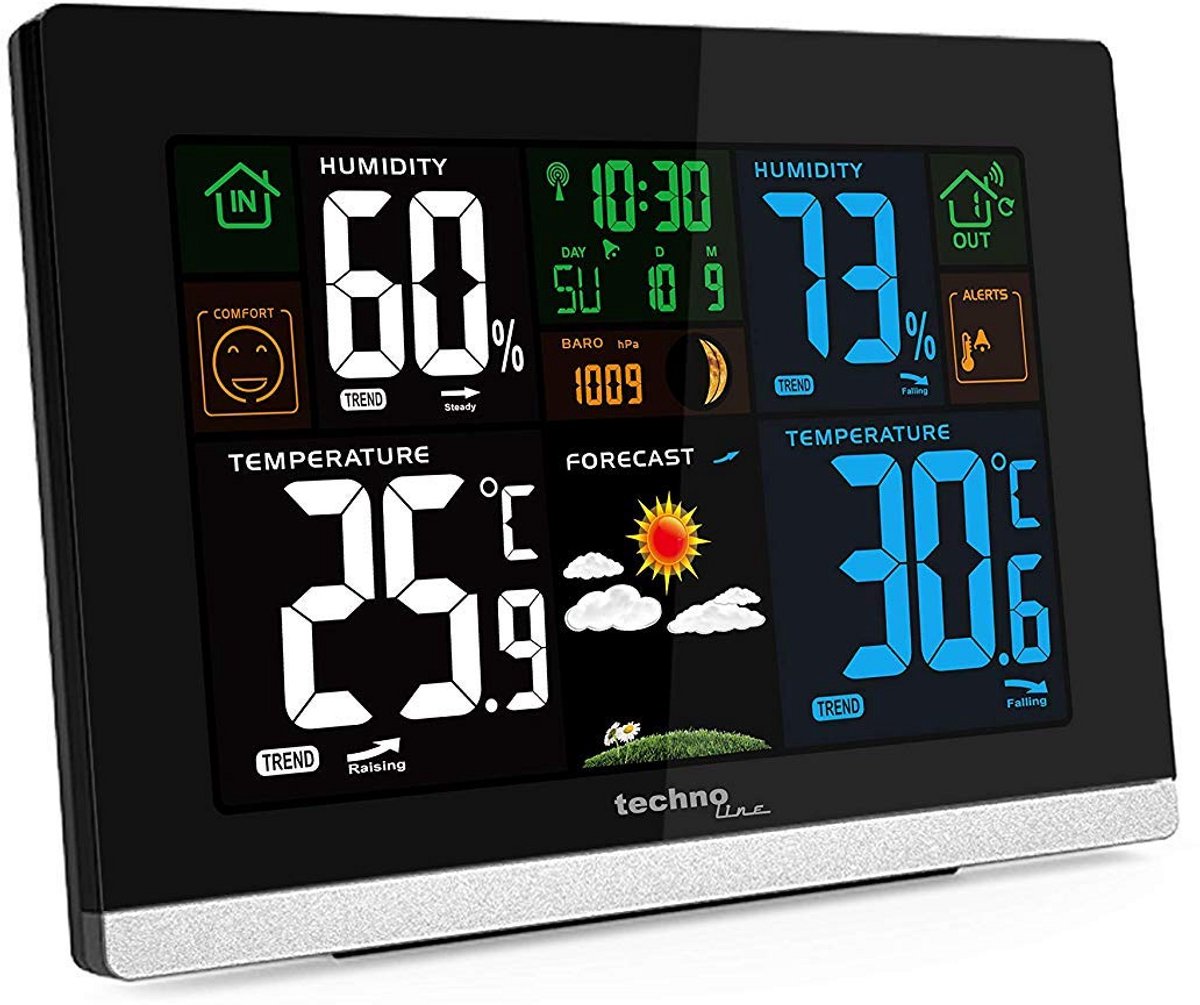 Draadloos Weerstation met Binnen- en Buitentemperatuur, Luchtvochtigheid, Luchtdruk en Kleurendisplay