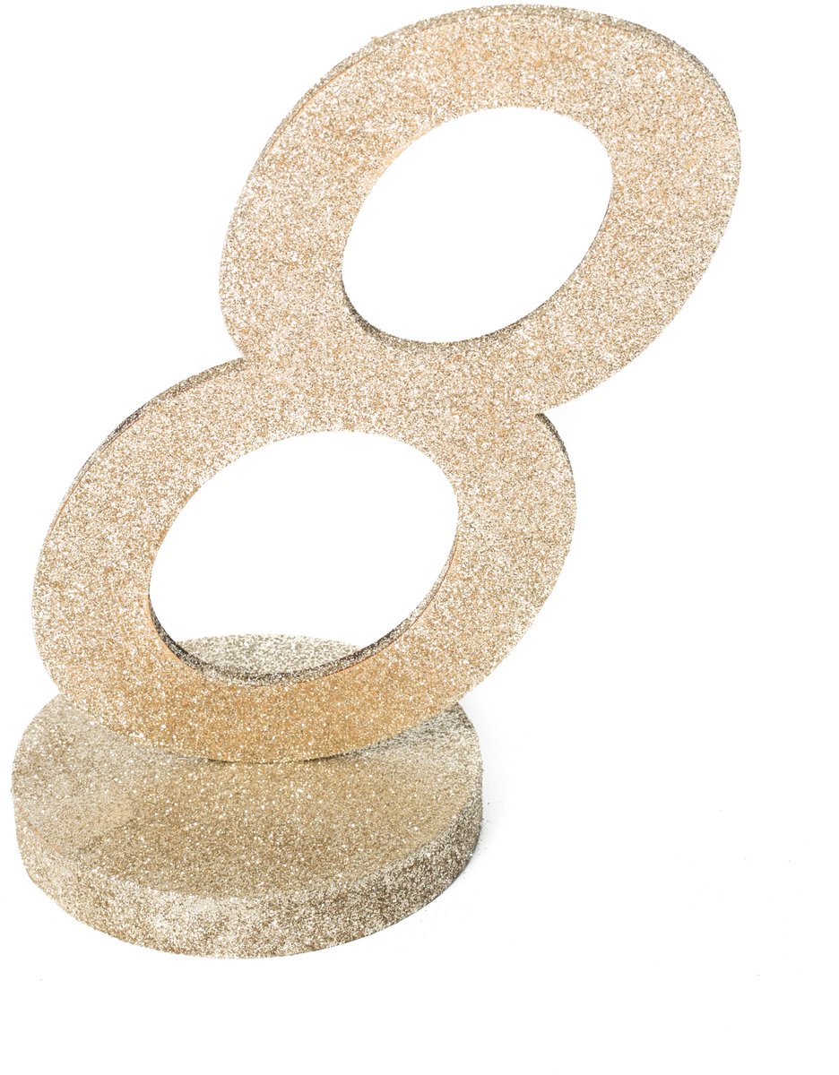 ARTYFETES - Tafeldecoratie cijfer 8 hout champagne glitter 20 cm feestdecoratie
