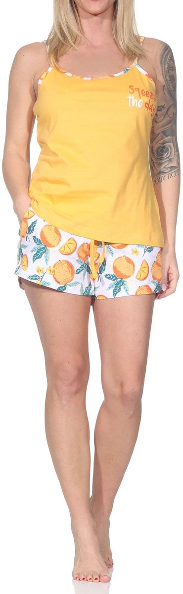 Normann dames pyjama korte pyjama in een frisse look en met spaghettibandjes top orange