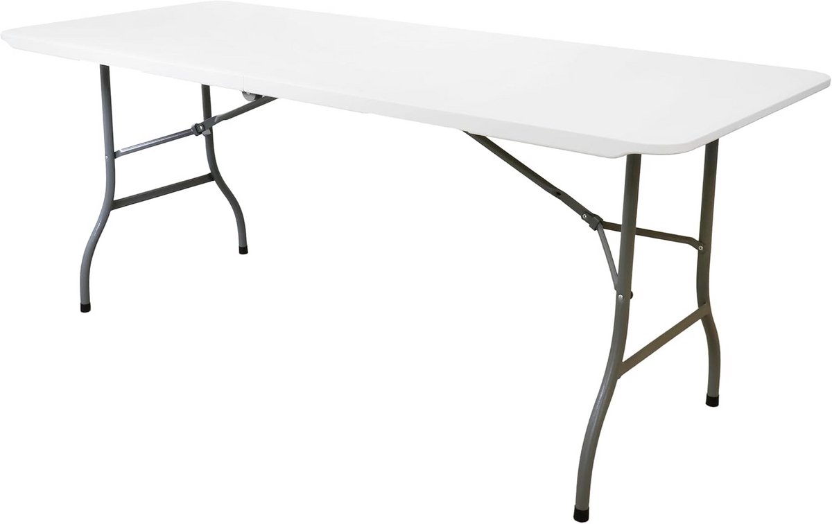 Opvouwbare Klaptafel Wit 6 voet – Rond of Ovaal – Ideaal voor Tuin of Feest